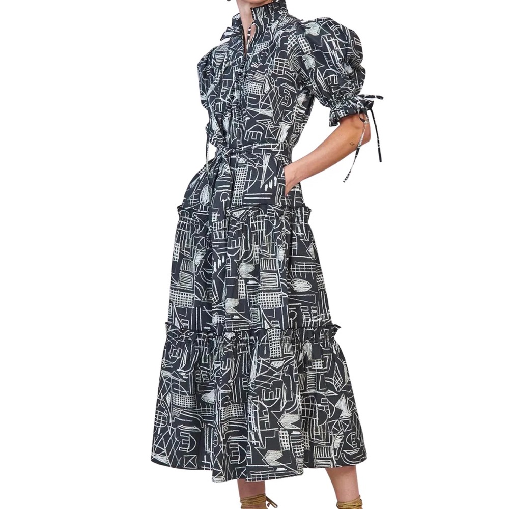 Hunter Bell Holloway Dress Black Chalk Line XS NWOT